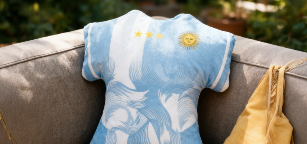 T-shirt shaped pillow with All over print