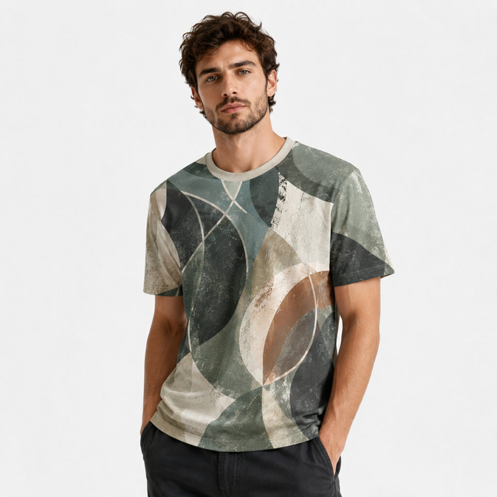 All-over Print Men’s Crew Neck Cotton T-shirt