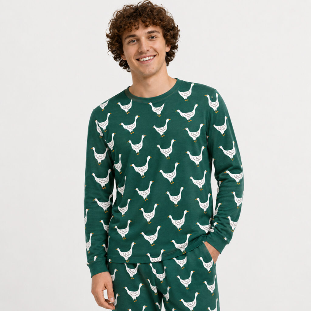 All-over Print Men’s Pajama Cotton Long Sleeve