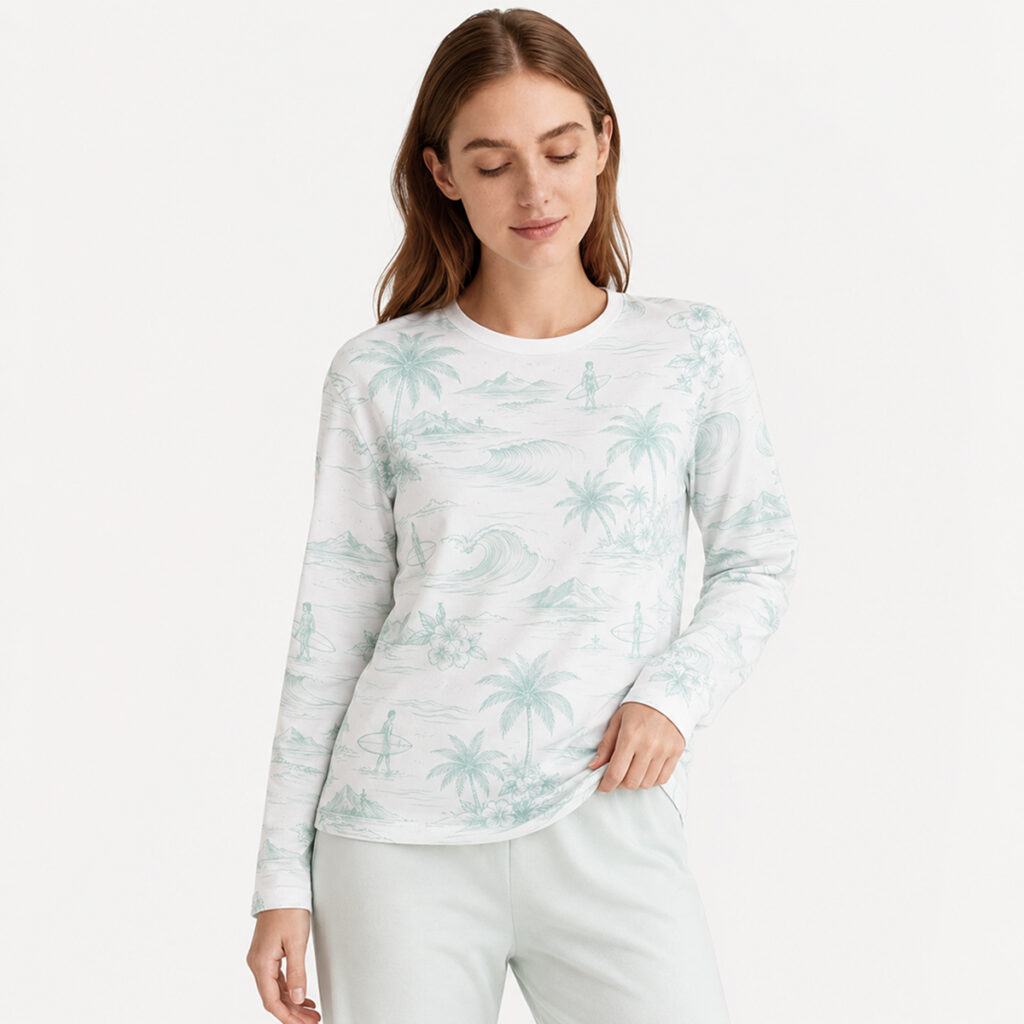 All-over Print Women’s Pajama Cotton Long Sleeve