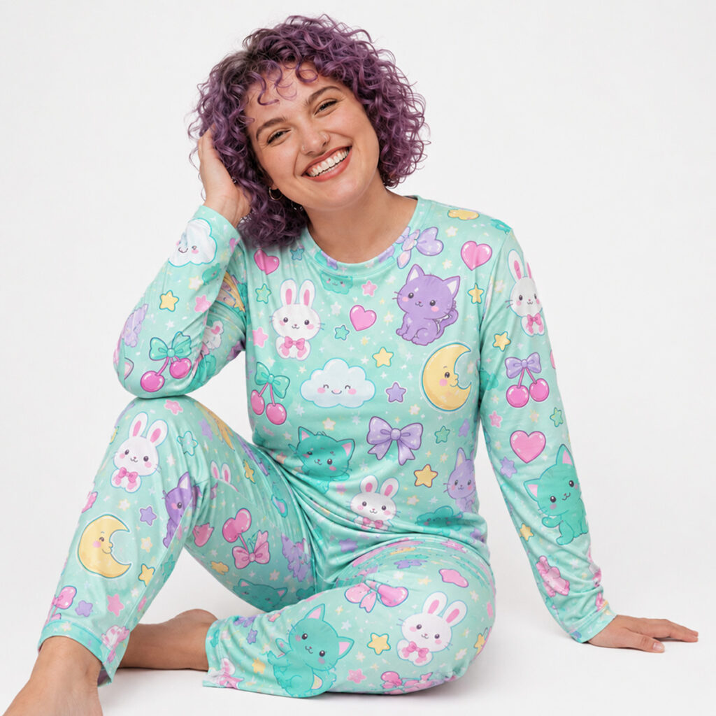 All-over Print Women’s Pajama Polyester Long Sleeve