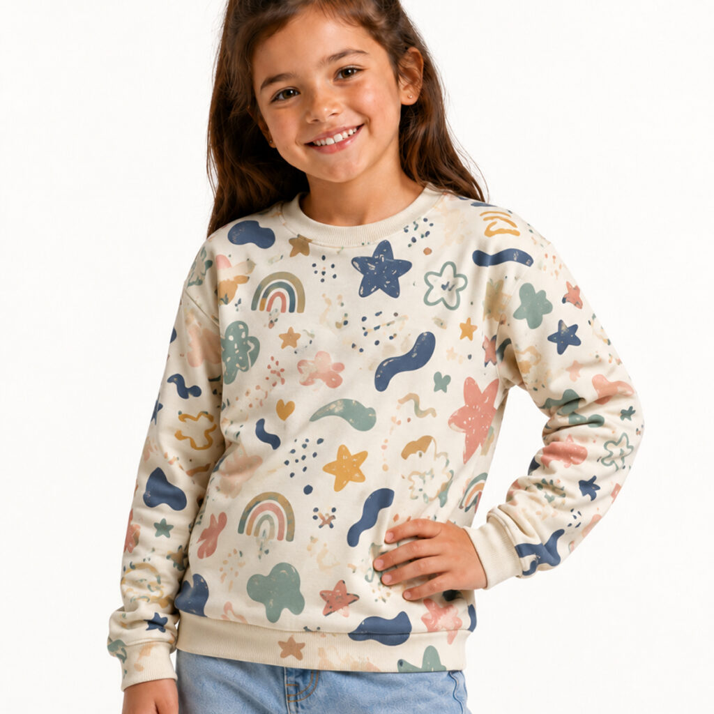 All-over Print Kids’ Cotton Sweatshirt